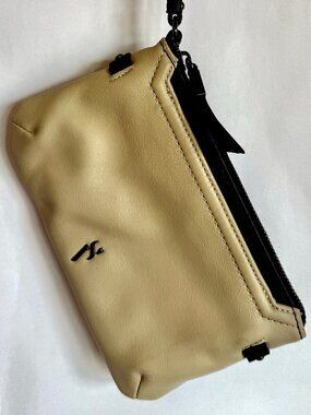 Travel Wristlet, Tan, Black, Vegan Leather, Vera Wang